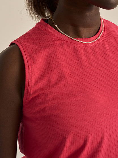 ThinkFast Mesh Cropped Muscle Tank Wild Cherry