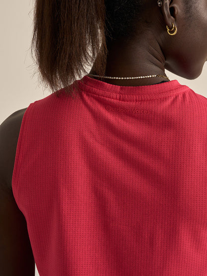 ThinkFast Mesh Cropped Muscle Tank Wild Cherry