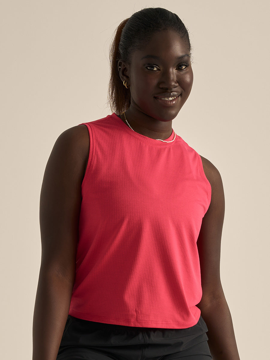 ThinkFast Mesh Cropped Muscle Tank Wild Cherry