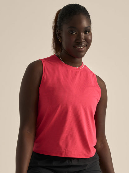 ThinkFast Mesh Cropped Muscle Tank Wild Cherry