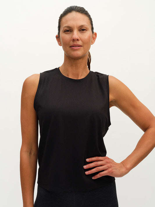 ThinkFast Mesh Cropped Muscle Tank Black