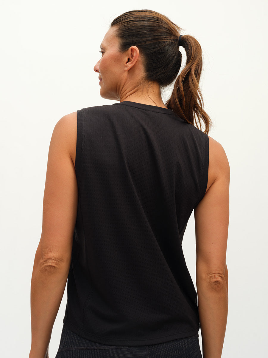 ThinkFast Mesh Cropped Muscle Tank Black