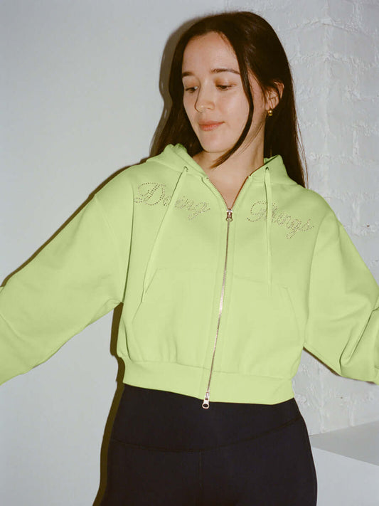 The Diamanté Doing Things Hoodie Limon